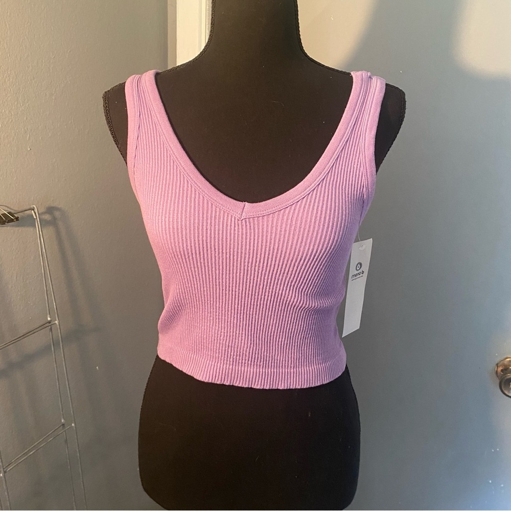 Cropped Tank PinkishLavender Size Lg but fits like Med NWT Stretchy by ‘Mano b’